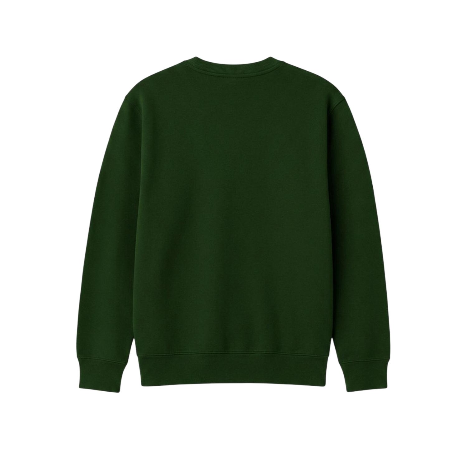 PRUDELS Crewneck Social Club - Sweater Pria Minimalis Hijau Botol Green Cotton Fleece Premium foto 2