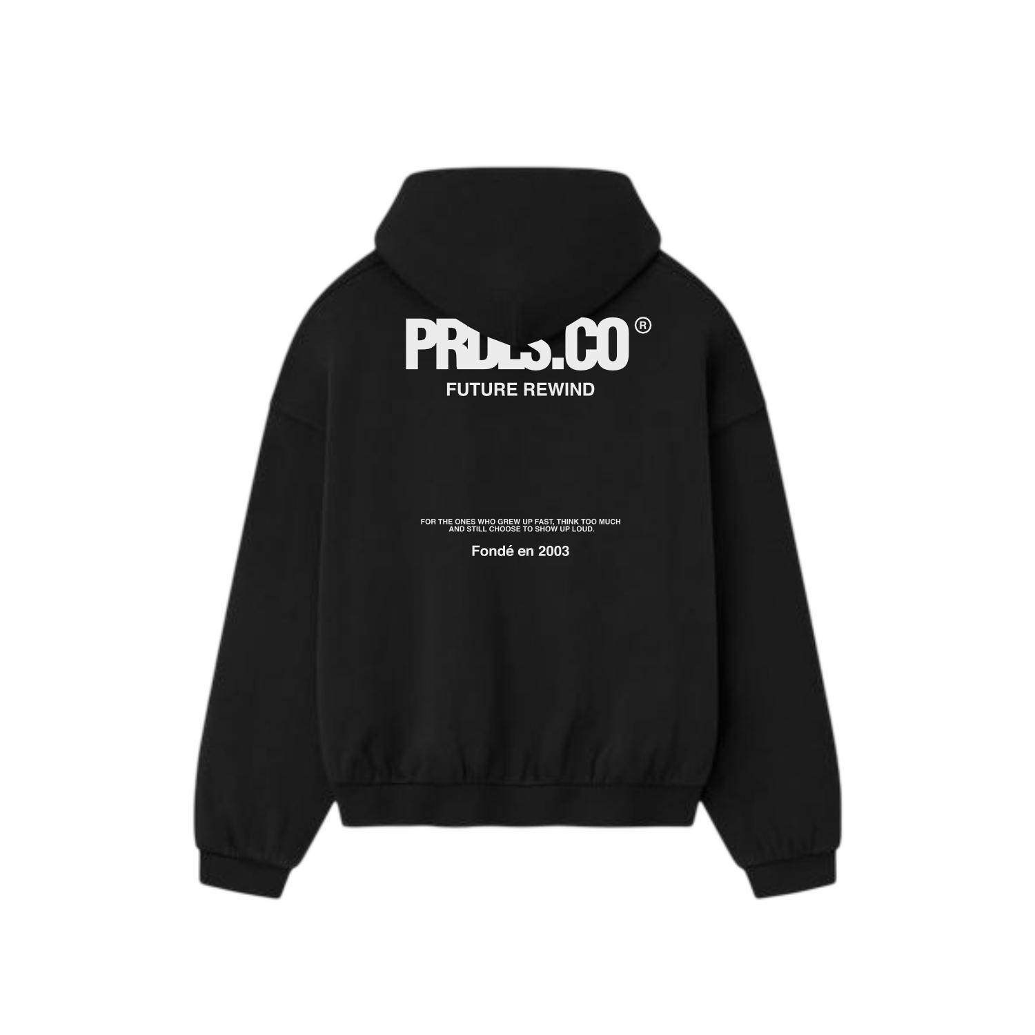 PRUDELS Hoodie Zipper Desire Black - Jaket Resleting Pria Wanita Fleece 330 gsm foto 2