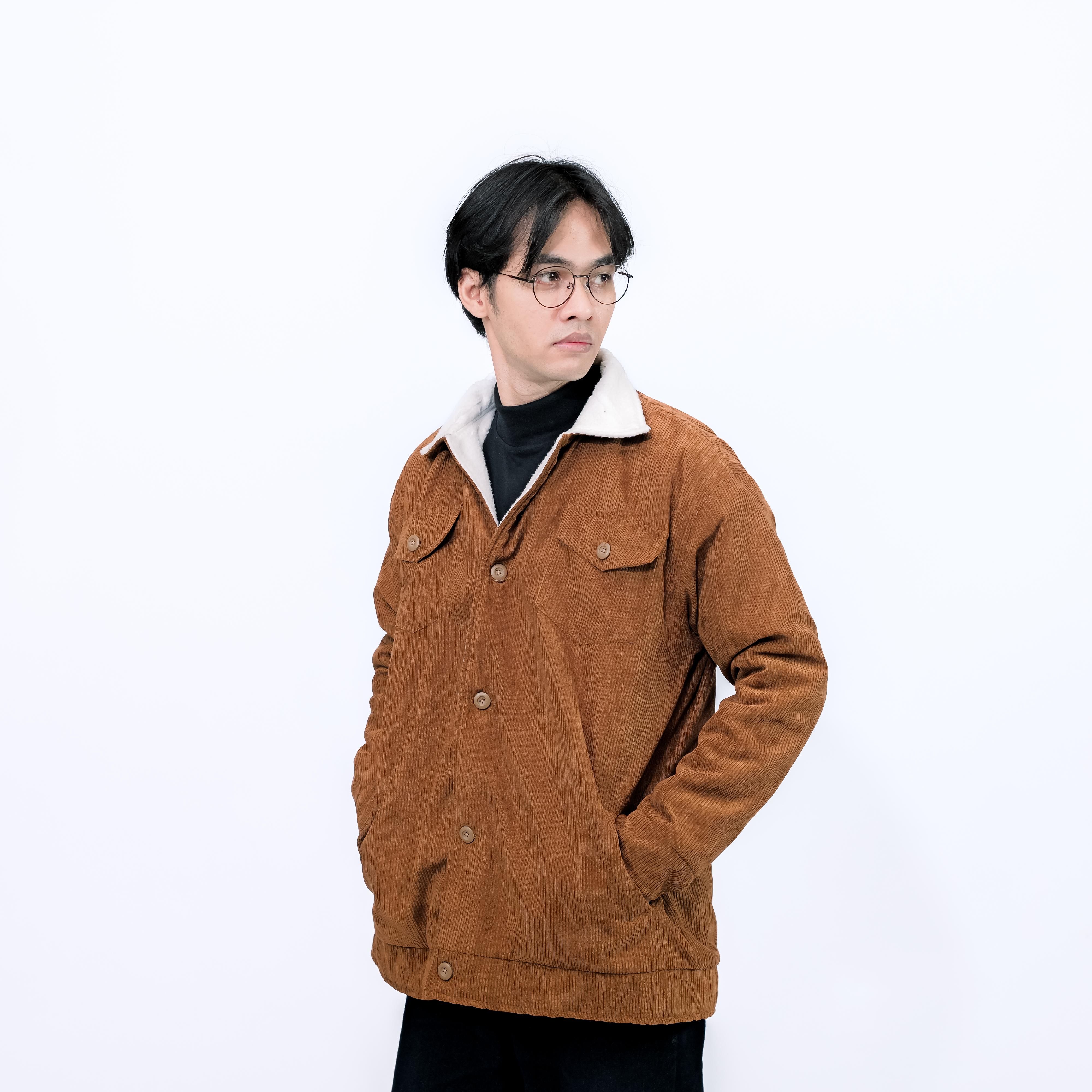 PRUDELS — Jaket Corduroy Sherpa — Artikel Vora — Outerwear Pria Vintage Streetwear — Material Corduroy & Bulu Sherpa foto 3