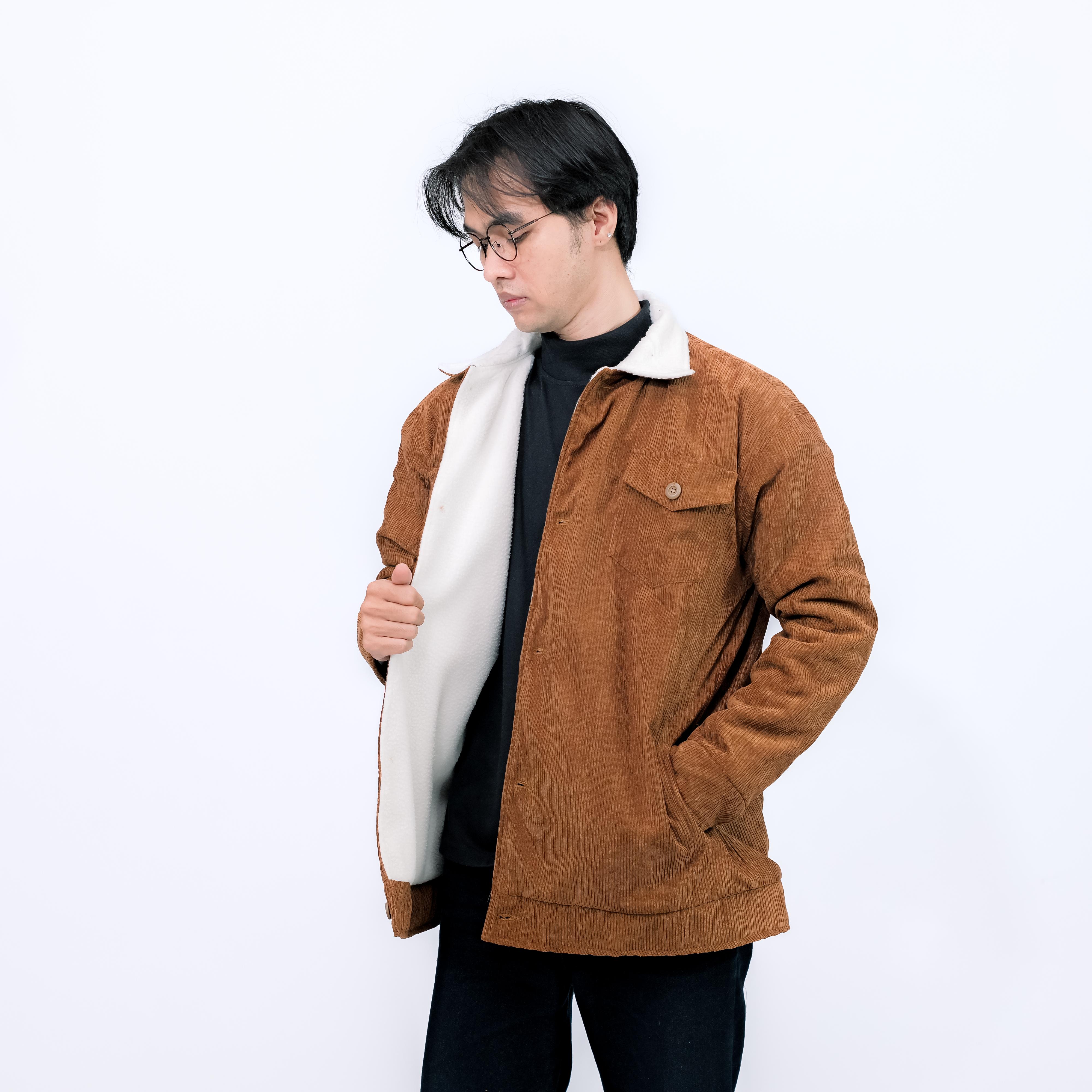 PRUDELS — Jaket Corduroy Sherpa — Artikel Vora — Outerwear Pria Vintage Streetwear — Material Corduroy & Bulu Sherpa foto 4