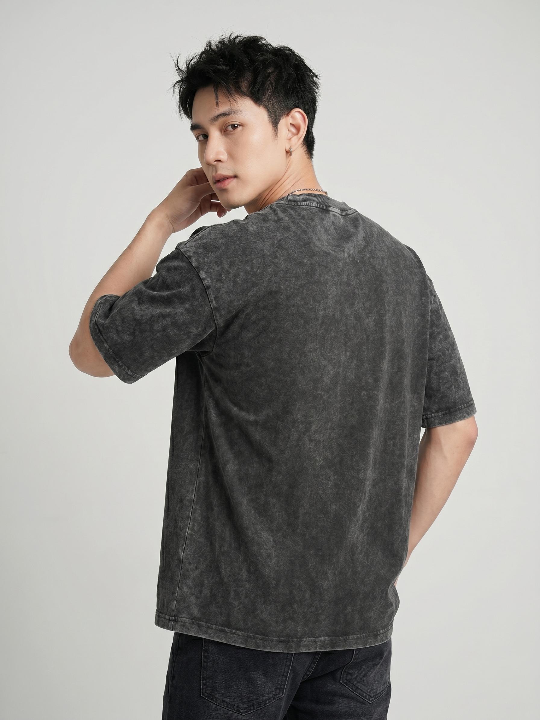 PRUDELS Kaos Oversize Boxy Burn T Shirt Acid Wash Full Cotton 20s Tebal Sejuk