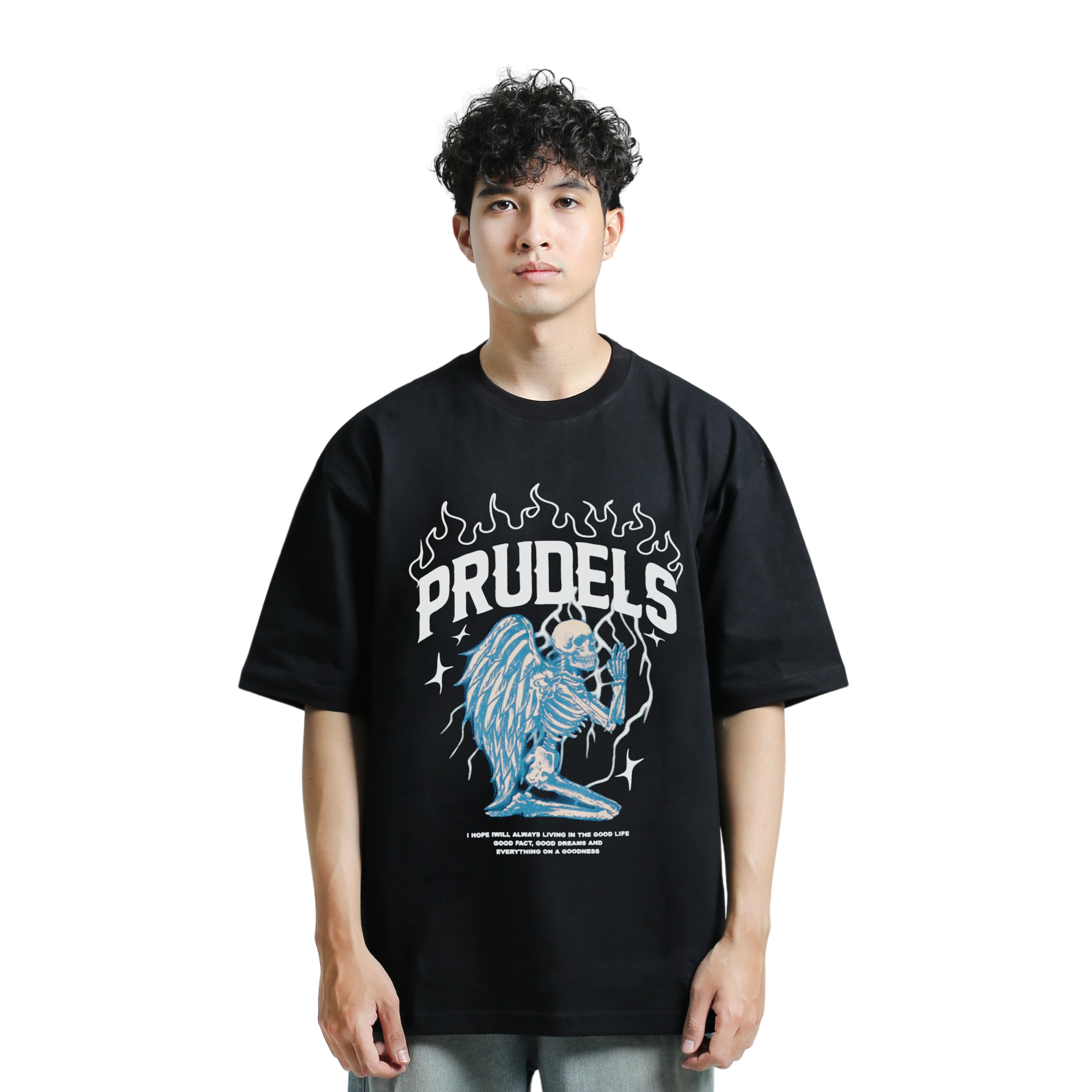 Prudels Kaos Oversize Hitam Unisex - Premium Distro Streetwear - Artikel Hope - Full Cotton 16s Tegap & Tebal foto 3