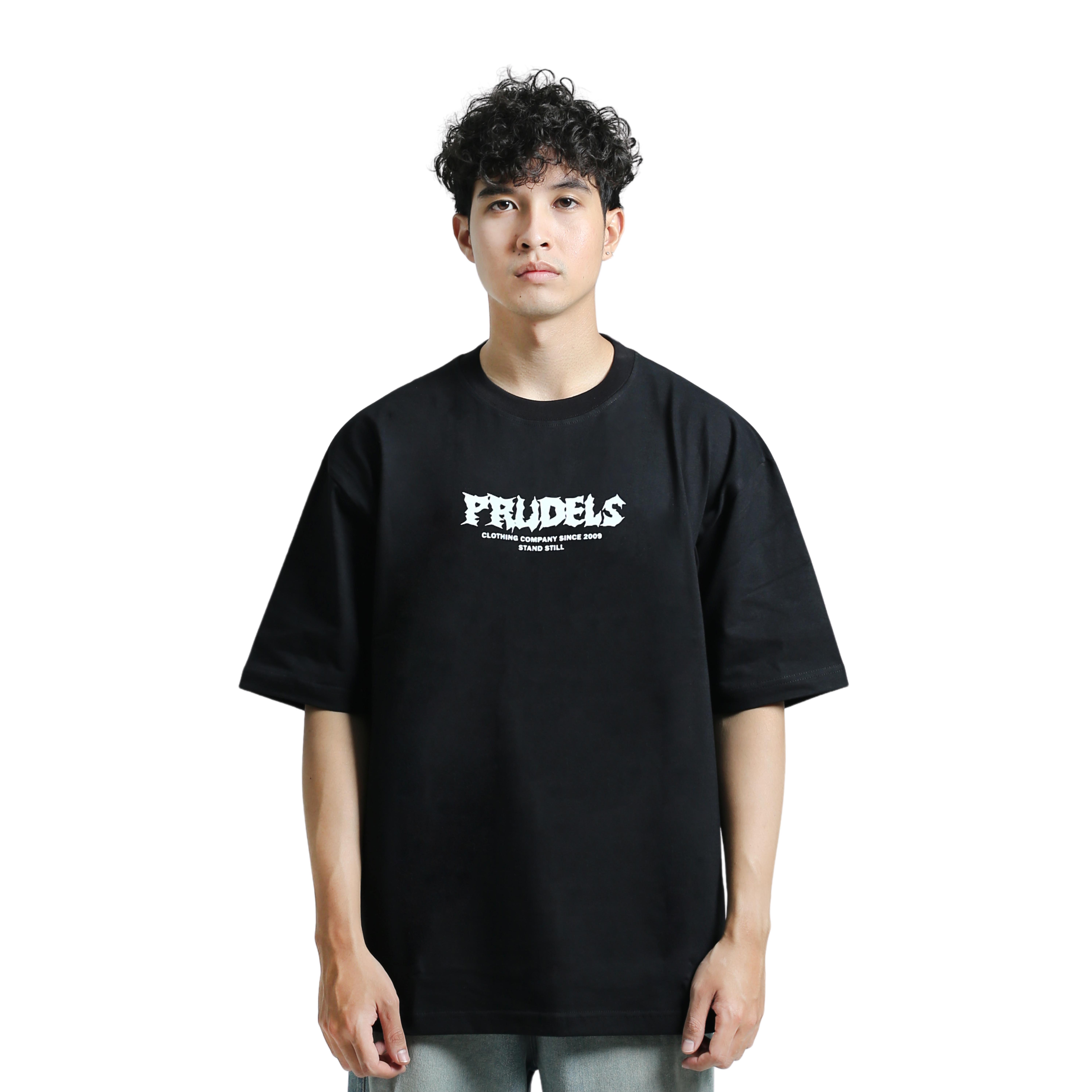 PRUDELS Kaos Oversize Hitam Unisex - Premium Distro Streetwear - Artikel Knife Back - T-Shirt Full Cotton 16s Tebal & Tegas foto 4
