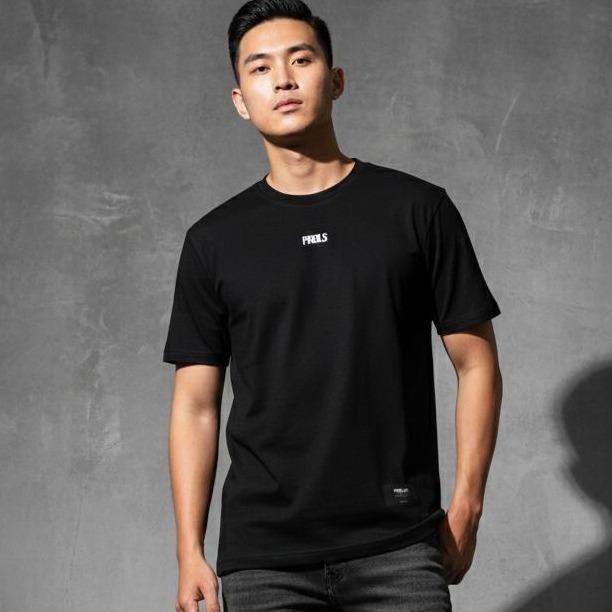 PRUDELS Kaos Pria Hitam Minimalis Reguler - Artikel SWTY - T-shirt Cowok Premium Cotton 24s Bahan Nyaman foto 3