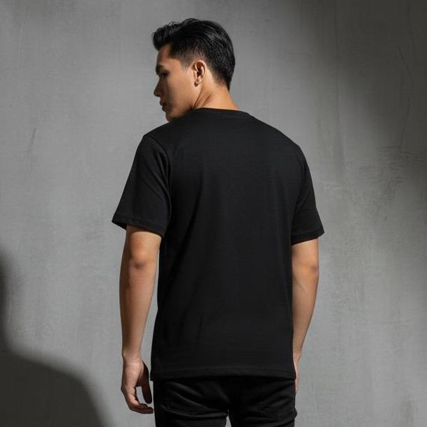 PRUDELS Kaos Pria Hitam Minimalis Reguler - Artikel Vinyl - T-shirt Cowok Premium Cotton 24s Bahan Nyaman foto 3