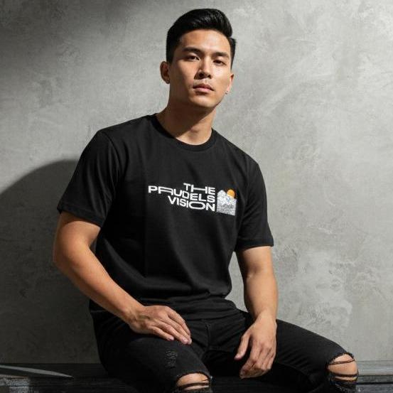 PRUDELS Kaos Pria Hitam Minimalis Reguler - Artikel Vision - T-shirt Cowok Premium Cotton 24s Bahan Nyaman Lembut foto 3