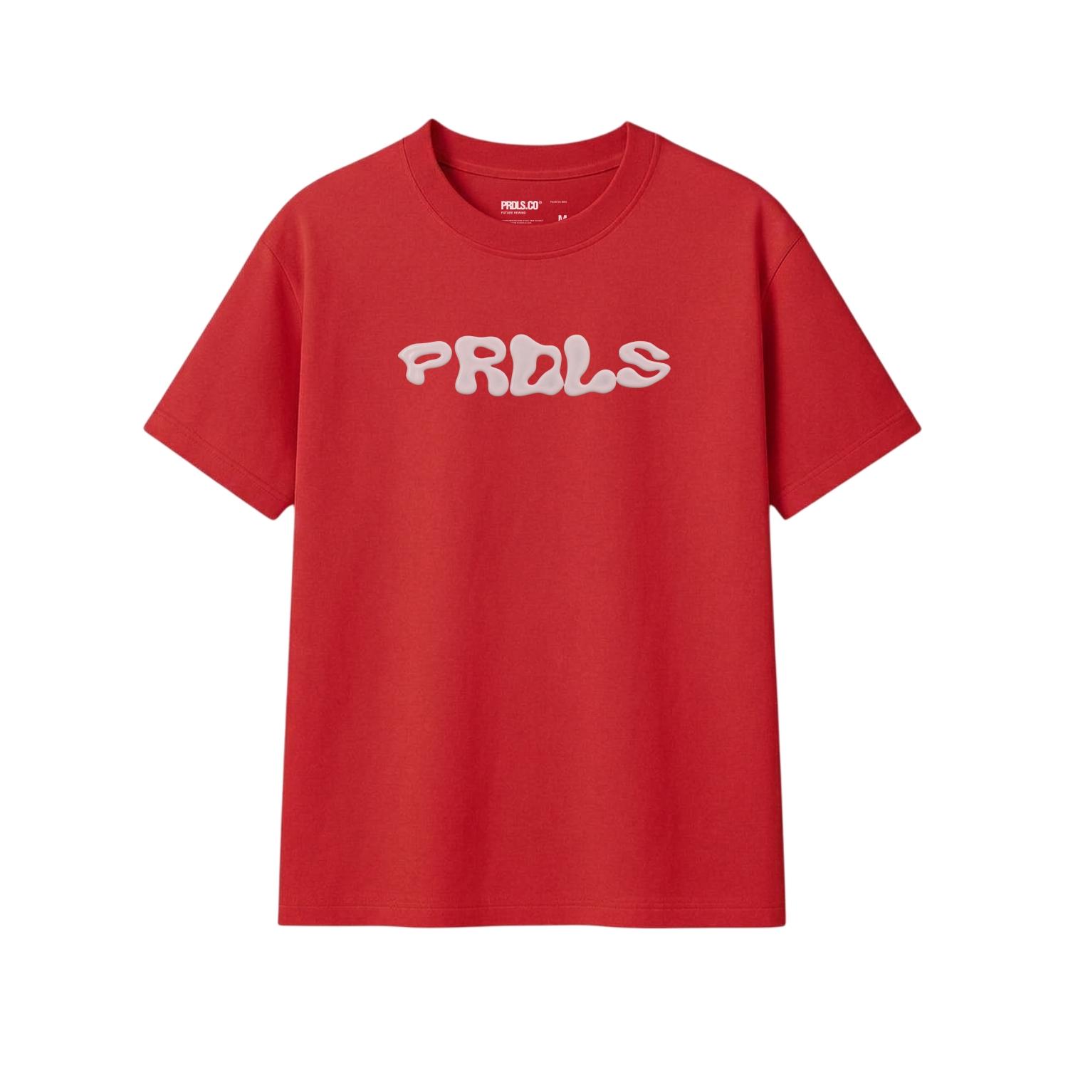 PRUDELS Kaos Reguler Merah Premium - Artikel Red - T-Shirt Distro Streetwear Simple Unisex Cotton 24S Bahan Nyaman