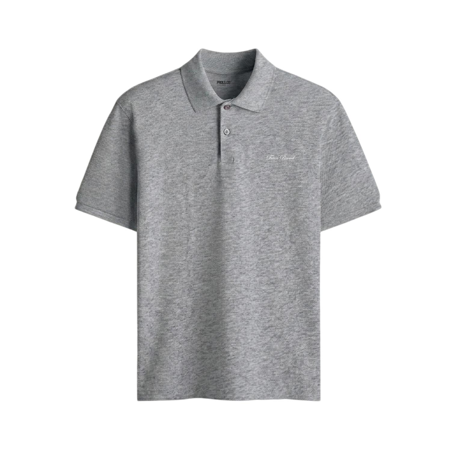 PRUDELS Polo Shirt Pria Future Rewind Misty Grey Kaos Kerah Pique Cotton Premium