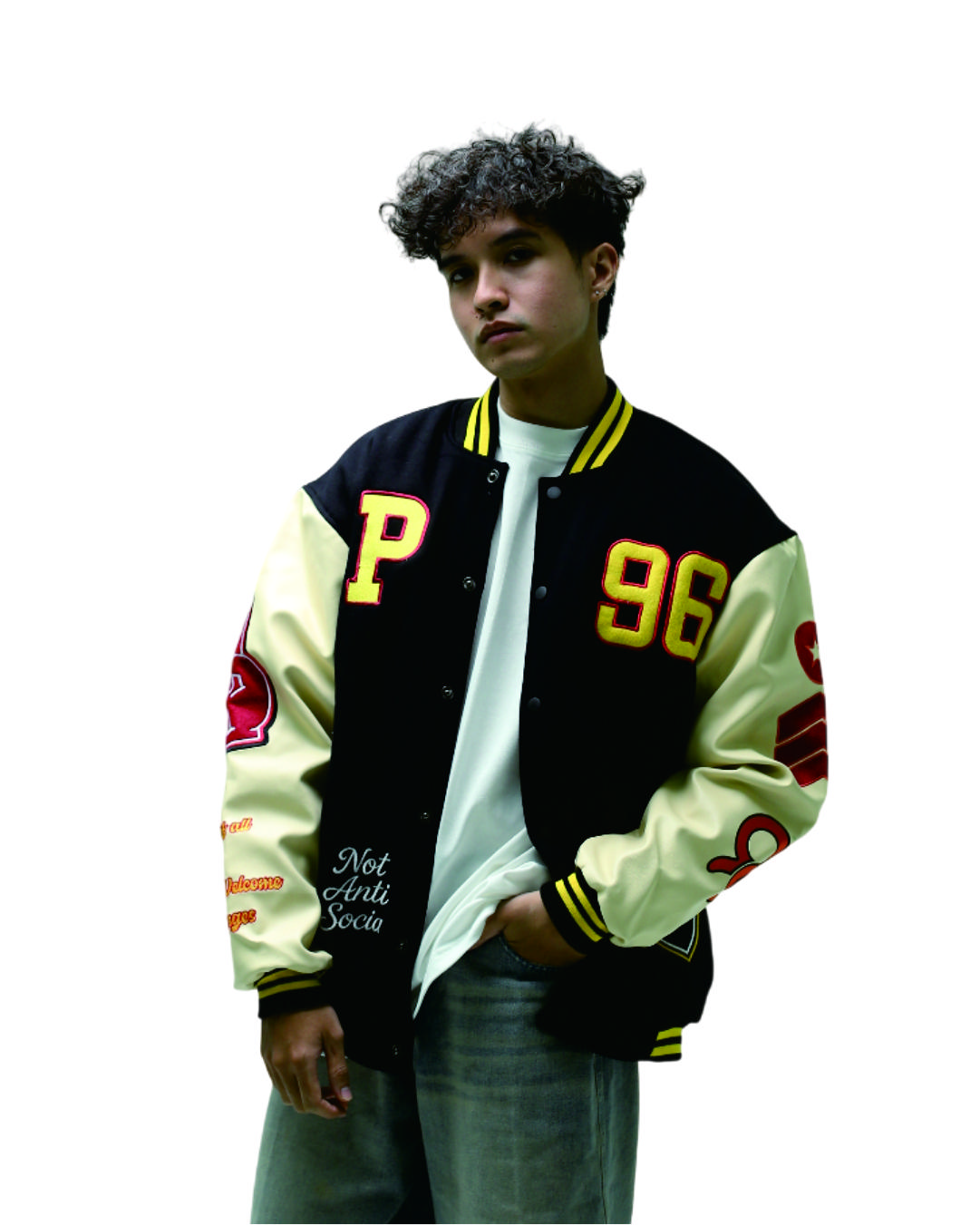 Prudels Varsity Jacket Vintage Streetwear Patch - Jaket Baseball Pria - Premium Material foto 3